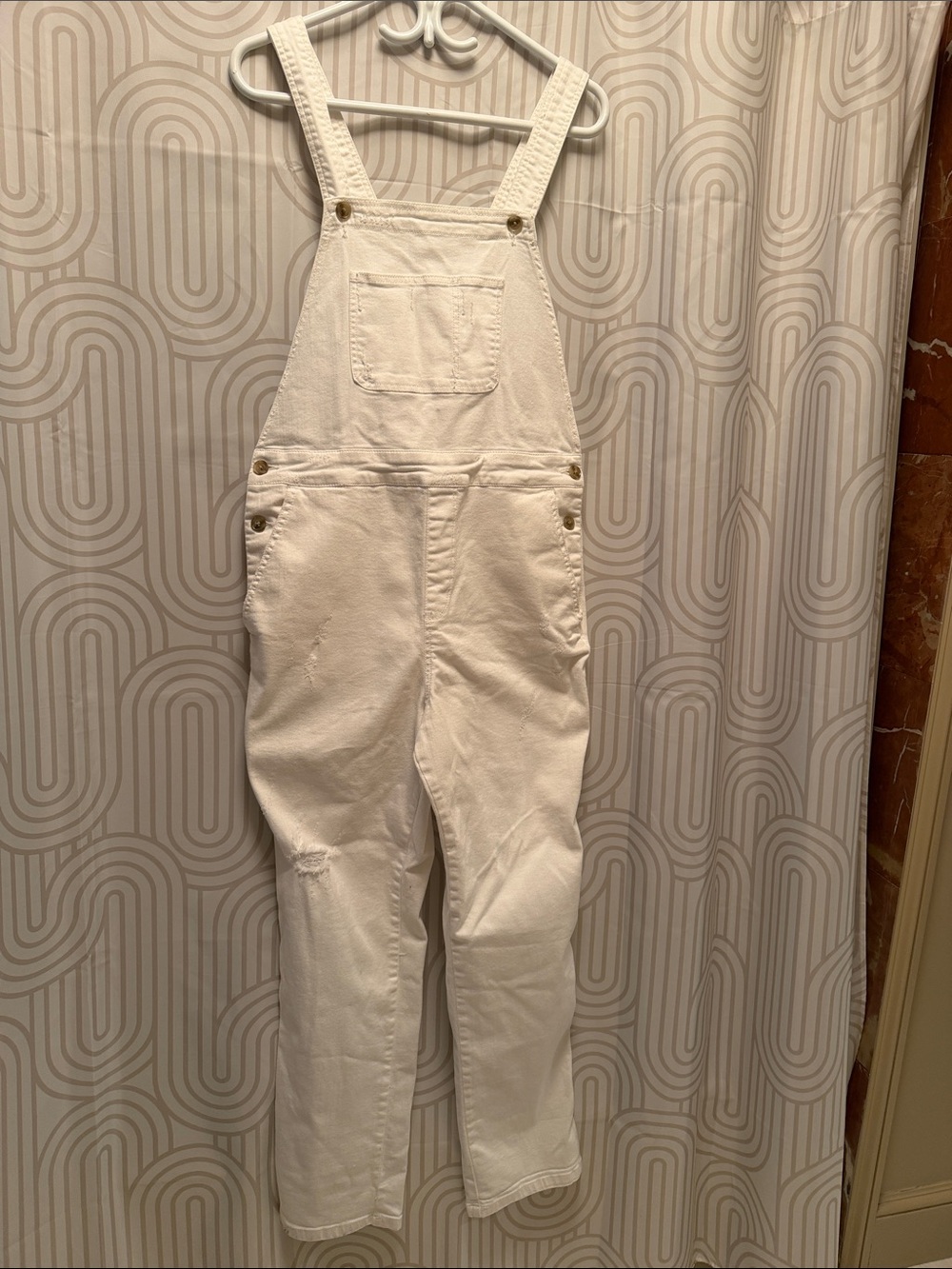 Pilcro by Anthropologie sz 31 White Natural Overalls adj buttons